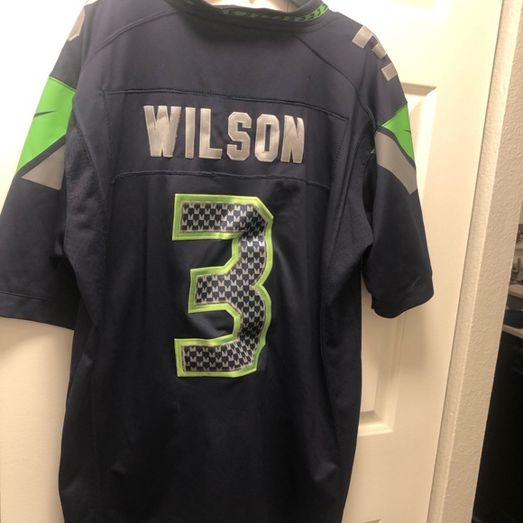 Nike On Field NFL Authentic Seattle Seahawks #3 Wilson Fan men's Blue Jersey - Picture 4 of 15